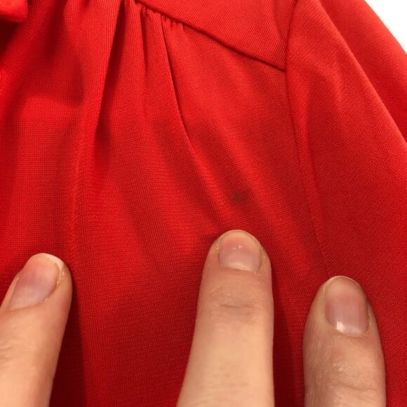 Carmen Marc Valvo Coral Henley Collared Shirt Womens S Red Long Sleeve Blouse - Picture 5 of 8